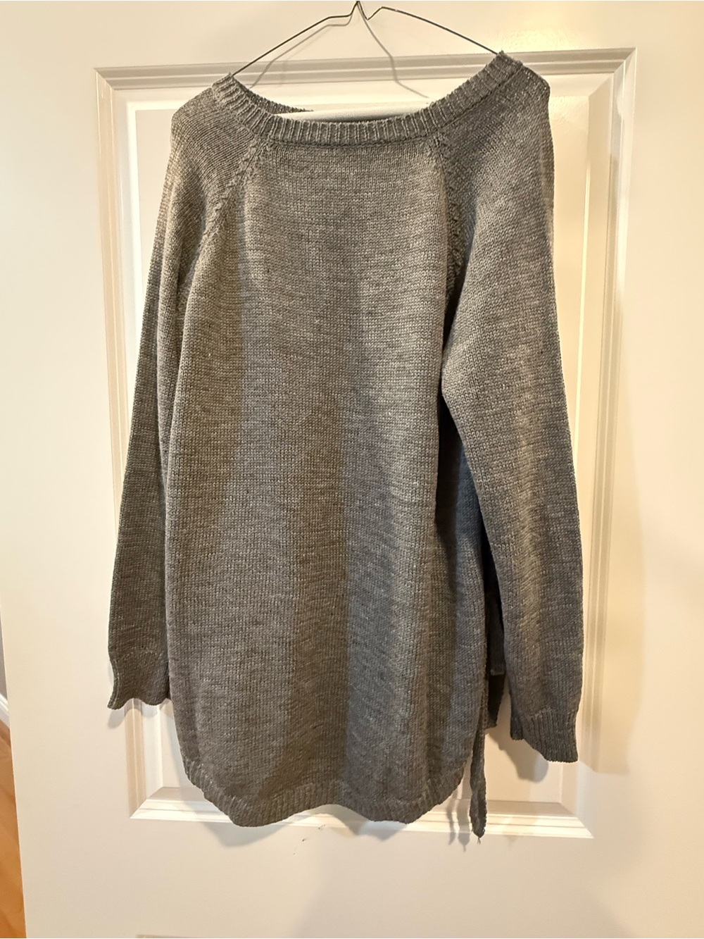 Off-Shoulder Women's Gray Knit Sweater